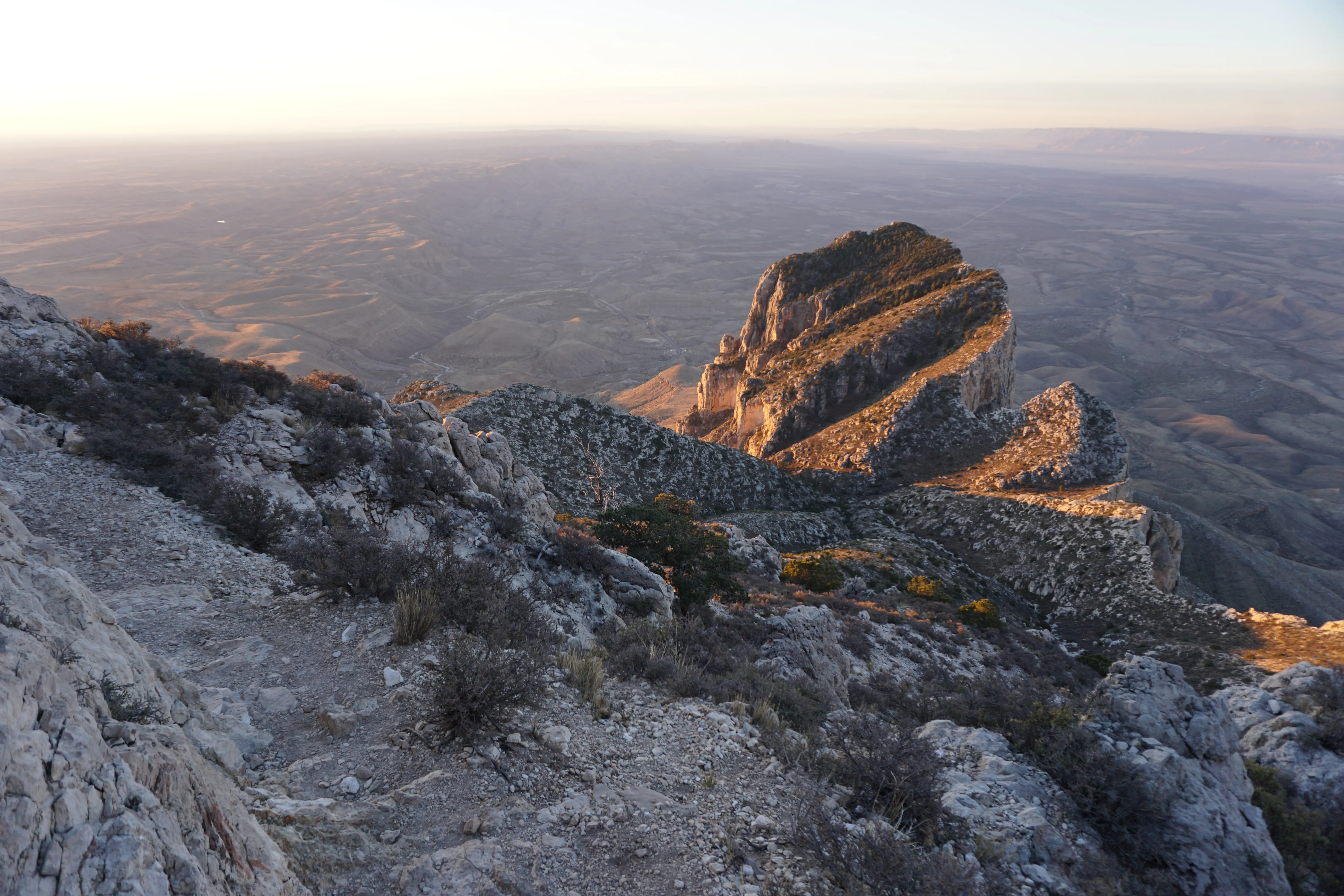 A view looking across west Texas near the top of Guadalupe Peak.