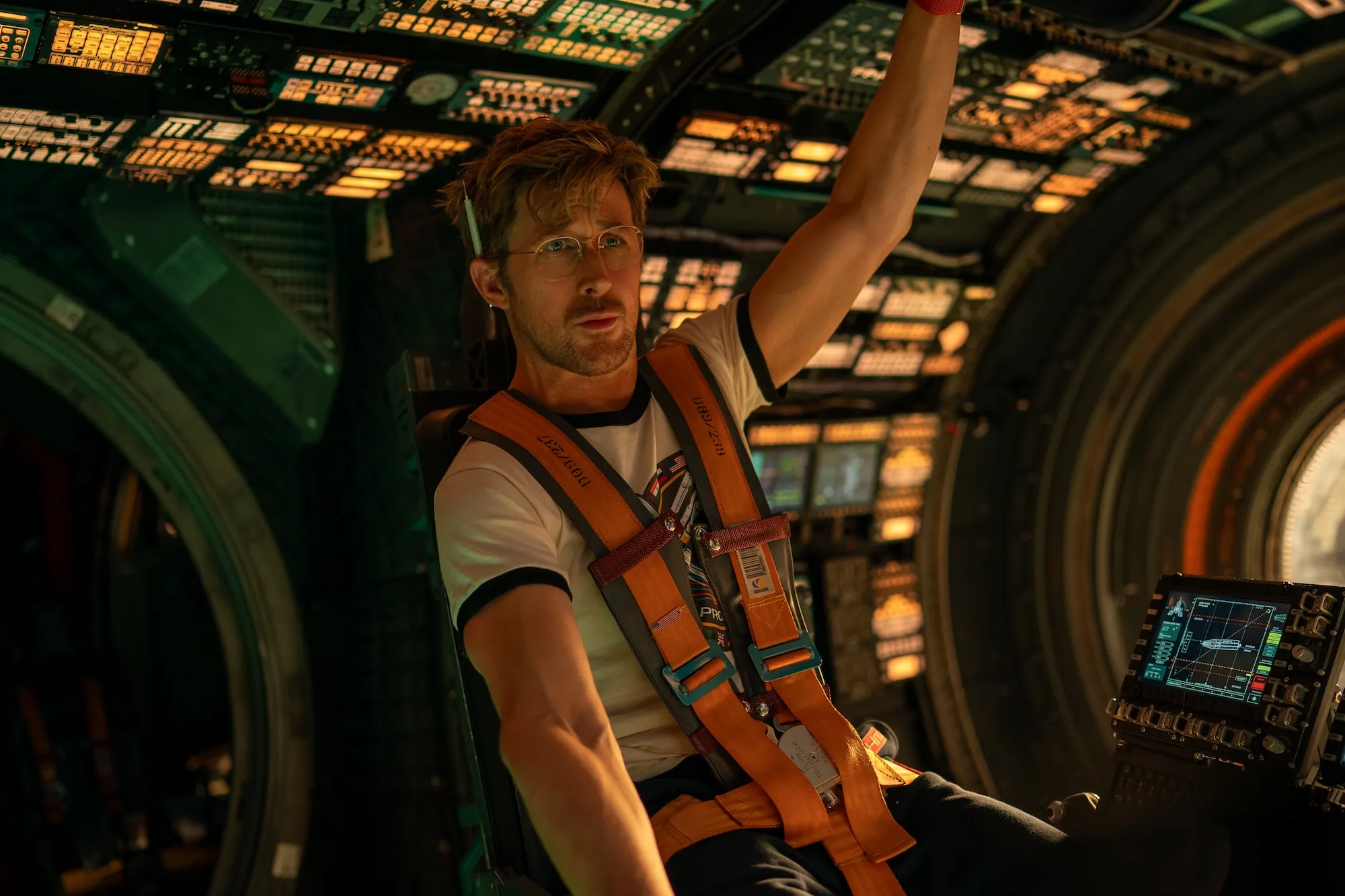 Ryan Gosling in the cockpit of the space ship Hail Mary